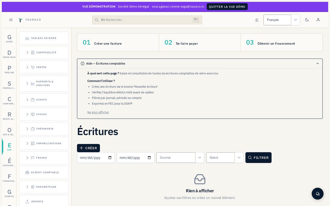 Le journal des écritures comptables SYSCOHADA.