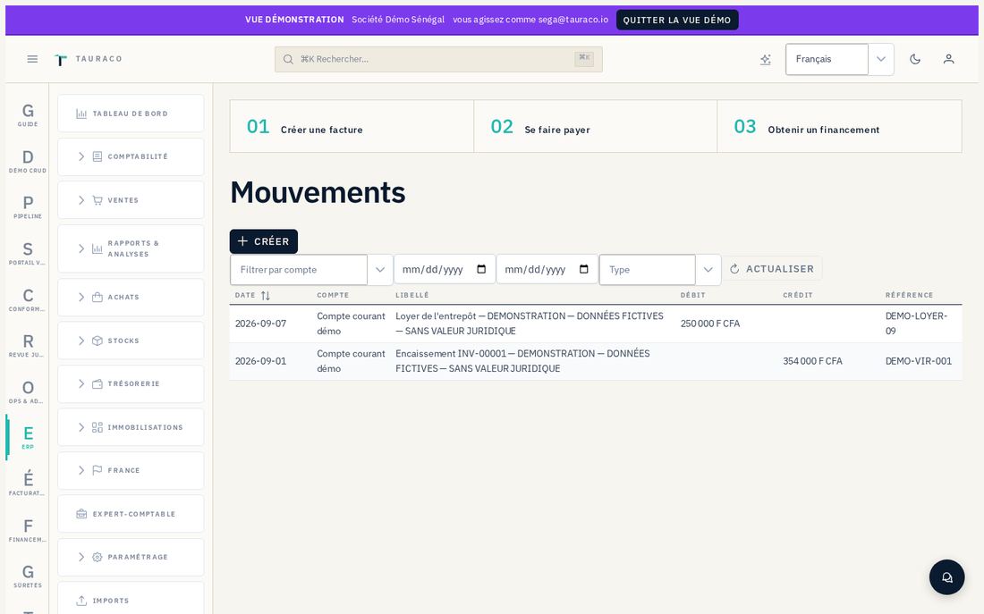 Le compte bancaire et ses mouvements.