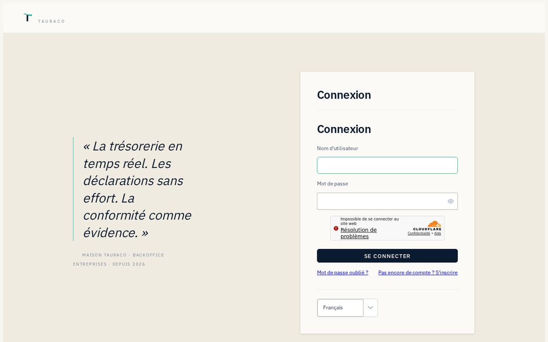 L'écran de connexion.